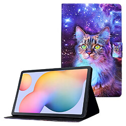 Etui en PU fermoir magnétique avec support et porte-carte chat pour votre Samsung Galaxy Tab S6 Lite SM-P610