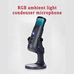 Acheter Microphone À Condensateur Rvb Réduction Du Bruit Micro D'Enregistrement Usb Pour Jeu D'Ordinateur Diffusion En Direct Noir