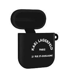 Coque Airpods Silicone Gel Mousqueton Design Paris RSG Karl Lagerfeld Noir