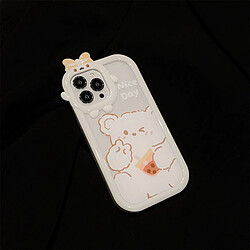 GUPBOO Étui pour iPhone12ProMax Étui de téléphone portable de dessin animé d'ours de thé au lait mignon transparent