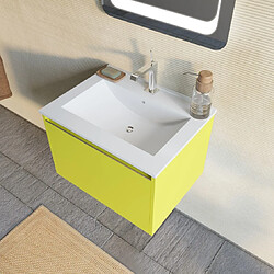 Kiamami Valentina MEUBLE DE SALLE DE BAINS VERT OLIVE 60 CM, LAVABO EN CÉRAMIQUE ET MIROIR | MONACO