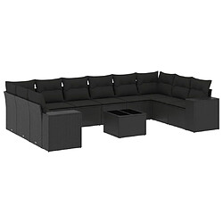 Maison Chic Salon de jardin 11 pcs avec coussins | Ensemble de Table et chaises | Mobilier d'Extérieur noir résine tressée -GKD75861