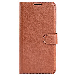 Etui en PU texture litchi, fermoir magnétique avec support, marron pour votre Oppo Find X5 Pro