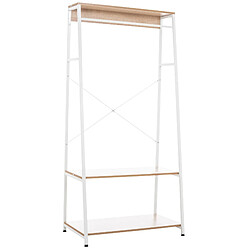 Decoshop26 Meuble de rangement entrée porte-vêtements étagère penderie en bois et métal blanc 10_0003597