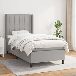 Maison Chic Lit Adulte - Lit simple Lit à sommier tapissier avec matelas moelleux - Meuble de Chambre - Gris clair 100x200cm Tissu -MN28132