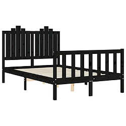 Maison Chic Lit adulte - Cadre Structure de lit avec tête de lit Contemporain noir 120x200 cm bois massif -MN14442 pas cher