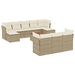 Maison Chic Salon de jardin 11 pcs avec coussins | Ensemble de Table et chaises | Mobilier d'Extérieur beige résine tressée -GKD68269