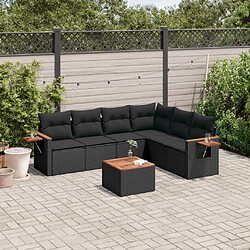 Maison Chic Salon de jardin 7 pcs avec coussins | Ensemble de Table et chaises | Mobilier d'Extérieur noir résine tressée -GKD30387