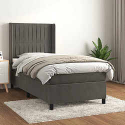 Maison Chic Lit Adulte - Lit simple Lit à sommier tapissier et matelas moelleux - Meuble de Chambre - Gris foncé 90x190 cm Velours -MN83560