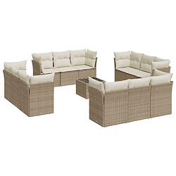 Maison Chic Salon de jardin avec coussins 13 pcs | Ensemble de Table et chaises | Mobilier d'Extérieur beige résine tressée -GKD78866