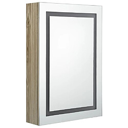 Avis Maison Chic Armoire de salle de bain,Meuble de rangement,Meuble haut à miroir LED Chêne 50x13x70 cm -GKD580776