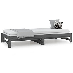 Maison Chic Lit d'appoint Gris 2x(90x200)cm,Lit coulissant Lit de repos Bois de pin massif -GKD57546 pas cher