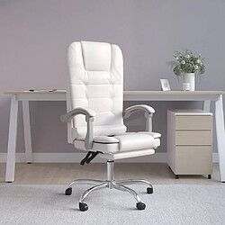 Maison Chic Fauteuil de massage inclinable de bureau,Fauteuil luxe de relaxation Blanc Similicuir -MN46025