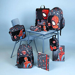 Trousse d'écolier cylindrique Spiderman Noir (8 x 8 x 23 cm)