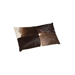 Aubry Gaspard Coussin en peau de vache véritable modèle aléatoire Marron et blanc 50x30.