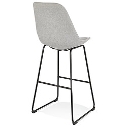 Acheter Alterego Tabouret de bar 'RIGO' en tissu gris et pieds en métal noir