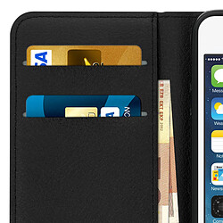 Avizar Étui portefeuille iPhone 5 / 5S / SE protection intégrale - Noir pas cher