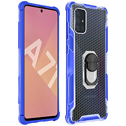 Avizar Coque Samsung Galaxy A71 Hybride Contour Bumper Amovible Bague bleu