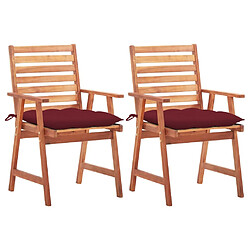 Maison Chic Lot de 2 Chaises à dîner d'extérieur avec coussins | Fauteuil chaises à manger d'extérieur Acacia massif -GKD22033