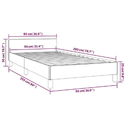 vidaXL Cadre de lit sans matelas gris clair 90x200 cm tissu pas cher