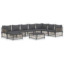 Maison Chic Salon de jardin 9 pcs + coussins - Mobilier/Meubles de jardin - Table et chaises d'extérieur anthracite résine tressée -MN16130