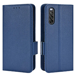 Etui en PU texture litchi bleu foncé pour votre Sony Xperia 10 III 5G/Xperia 10 III Lite