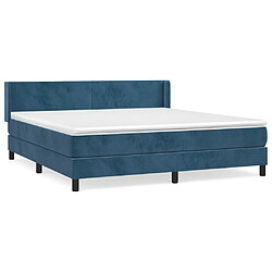 Maison Chic Lit Adulte - Lit simple Lit à sommier tapissier et matelas moelleux - Meuble de Chambre - Bleu foncé 160x200cm Velours -MN39997