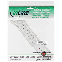 Bande d'alimentation InLine® 6 ports 6x type F allemand avec protection OC et protection de l'enfant et commutateur blanc 1,5 m