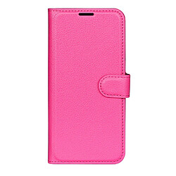 Etui en PU texture litchi, fermoir magnétique, anti-chocs avec support, rose pour ZTE Libero 5G II