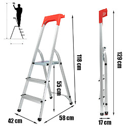 Avis Escabeau pliable 3 marches Marchepied léger en aluminium 150 kg 55 cm Safetool