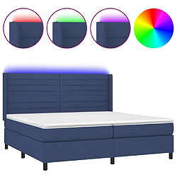 vidaXL Sommier à lattes de lit matelas et LED Bleu 200x200 cm Tissu