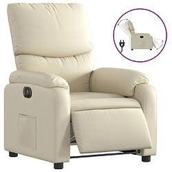 Maison Chic Fauteuil Relax pour salon, Fauteuil inclinable électrique Crème Similicuir -GKD15492