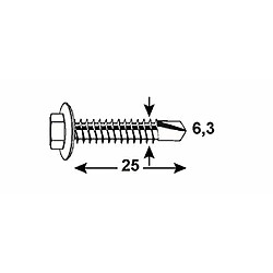 Connex KL4050119 Lot de vis autoperceuses galvanisées 6,3 x 25 mm 1000 g