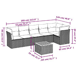 vidaXL Salon de jardin avec coussins 7 pcs gris résine tressée pas cher