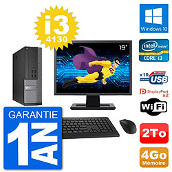 PC Dell 7020 SFF Ecran 19" Intel i3-4130 RAM 4Go Disque Dur 2To Windows 10 Wifi - Occasion