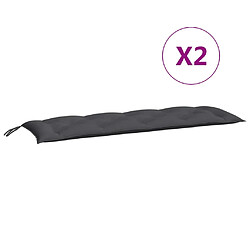 vidaXL Coussins de banc de jardin lot de 2 anthracite tissu Oxford