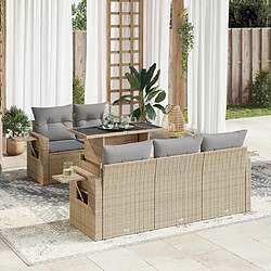 vidaXL Salon de jardin avec coussins 6 pcs beige résine tressée