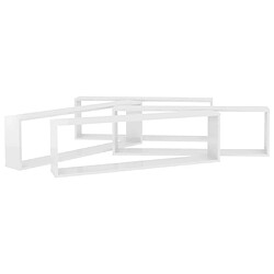 Maison Chic Lot de 4 Étagères cube murales,Etagère de rangement flottantes Blanc brillant 100x15x30cm Aggloméré -MN48222 pas cher