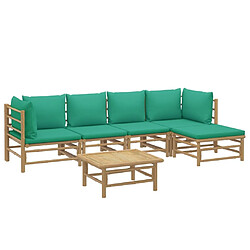 Avis Maison Chic Salon de jardin 6 pcs + coussins - Mobilier/Meubles de jardin - Table et chaises d'extérieur vert bambou -MN14025