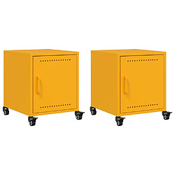 vidaXL Tables de chevet 2 pcs jaune moutarde 36x39x43,5 cm acier