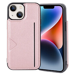 Coque en TPU + PU fermeture magnétique, anti-chute avec porte-cartes pour votre iPhone 14 - or rose