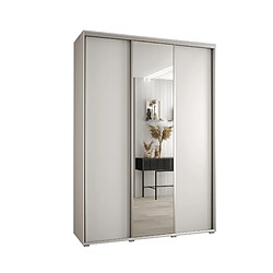 Abiks Meble Armoire à portes coulissantes Davos 3 235.2 x 180 x 60 3 portes coulissante (Blanc/Blanc/Argent)