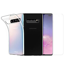 Protection intégrale Verre Trempé incurvé Samsung S10 Plus+Verre Trempé Caméra Arrière+Coque souple silicone transparente-Visiodirect-