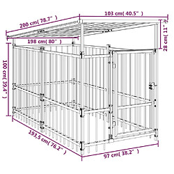 vidaXL Chenil d'extérieur avec toit pour chiens Acier 1,88 m² pas cher
