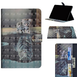 Etui en PU impression de modèle chat et tigre avec support pour votre Huawei MediaPad T5 10