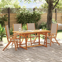 vidaXL Ensemble à manger de jardin 5pcs bois d'acacia solide textilène