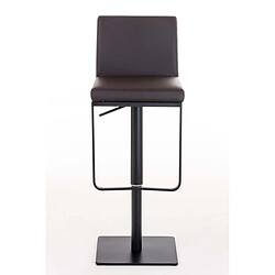 Decoshop26 Tabouret de bar x1 avec repose-pieds plaque de base carrée en métal noir assise en PVC marron 10_0005302