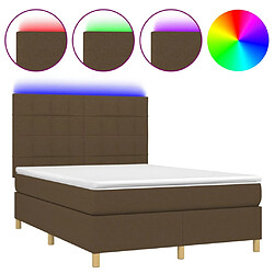 vidaXL Sommier à lattes de lit matelas et LED Marron foncé 140x190 cm