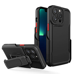 Coque en TPU anti-chocs avec béquille à clip amovible pour votre iPhone 13 Pro Max 6.7 pouces - noir