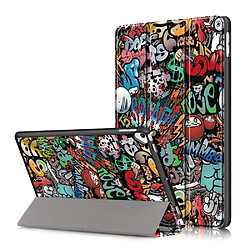 Etui en PU impression de modèle avec support tri-pliure graffiti de dessin animé pour votre Apple iPad 10.2 (2019)